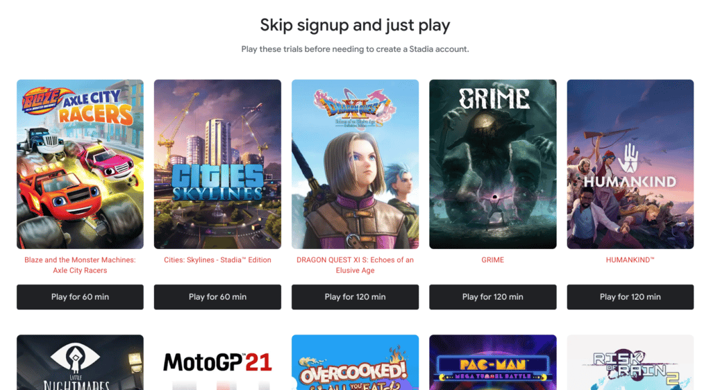 Browse the Stadia Catalog Without An Account