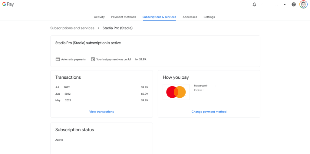 Google Pay Stadia