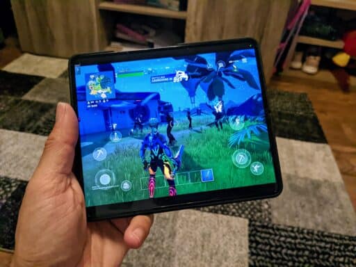 Playing Fortnite via GeForce NOW on Foldable Phone