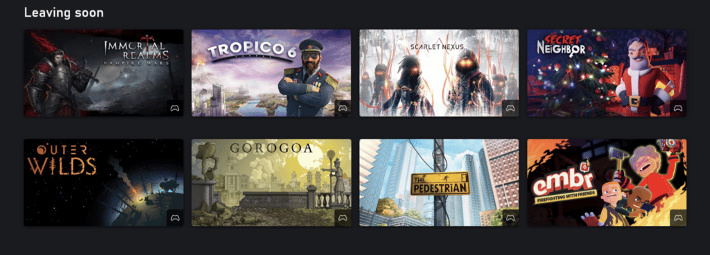 Image of 8 of the 9 games leaving
