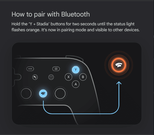 Stadia Controller Bluetooth Pairing Step 1