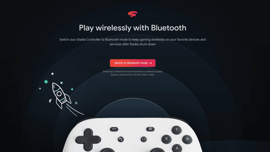 Stadia Controller Bluetooth Page