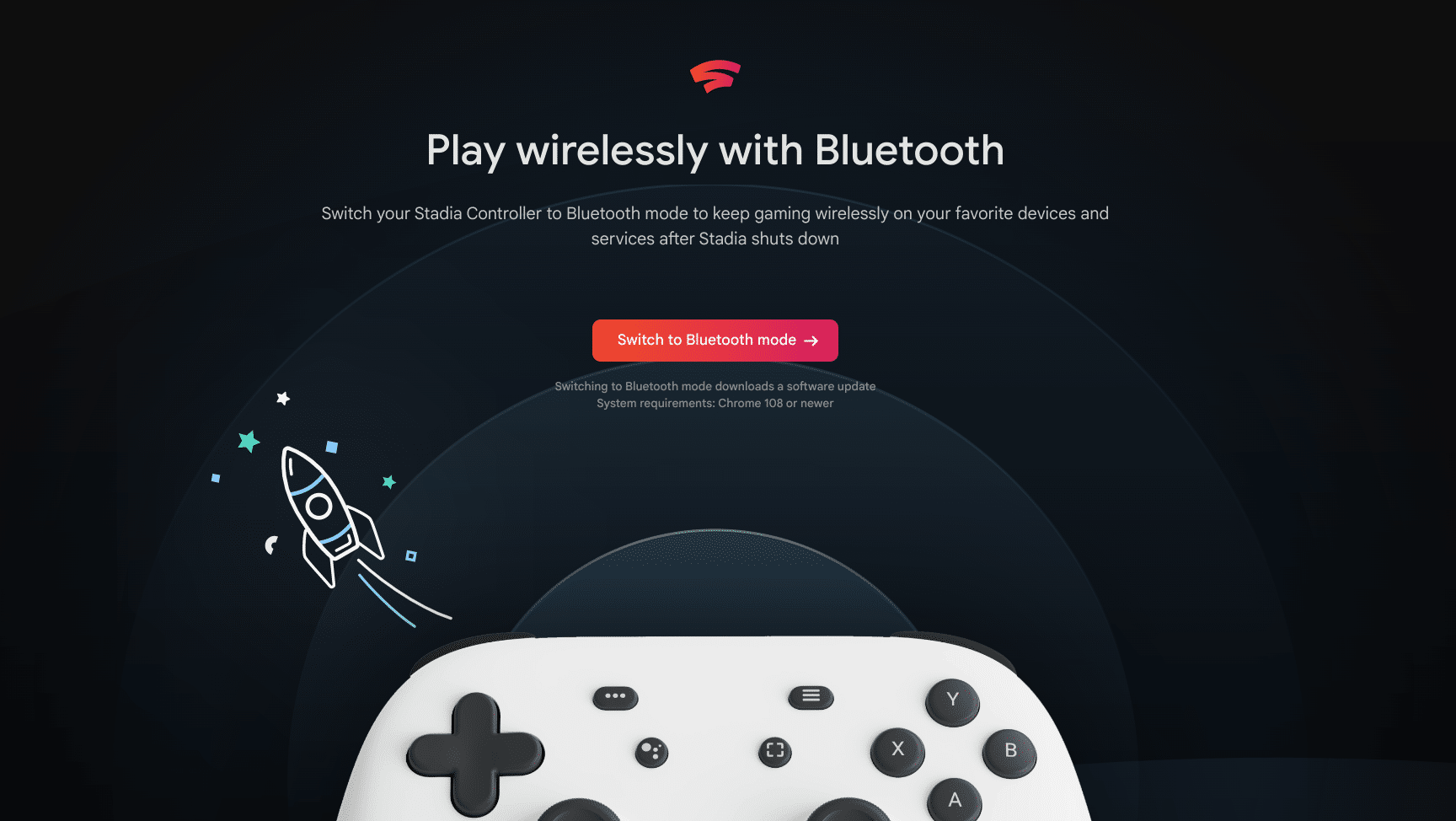 Stadia Controller Bluetooth Page