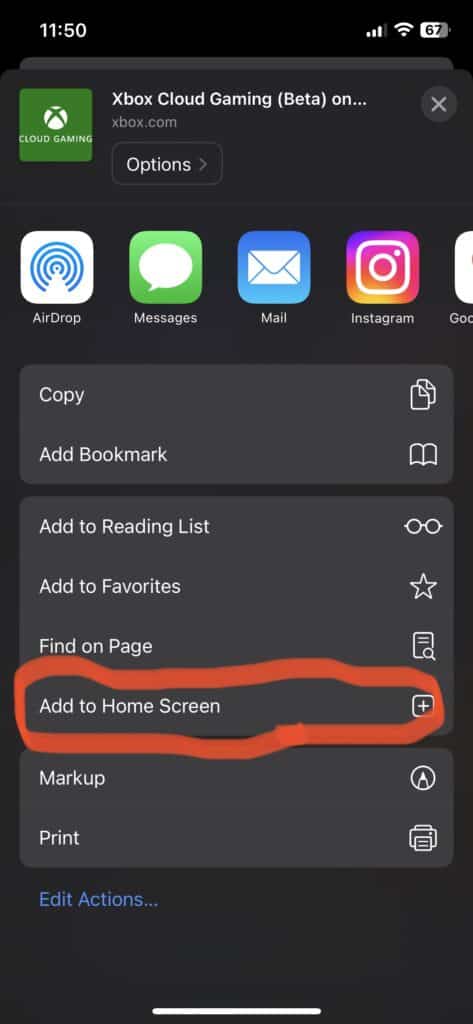 Add Xbox on iPhone Homescreen