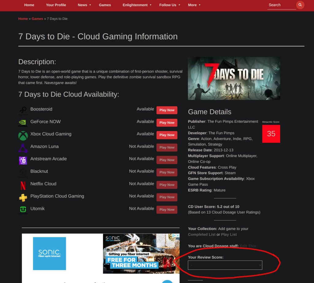 Cloud Dosage game page