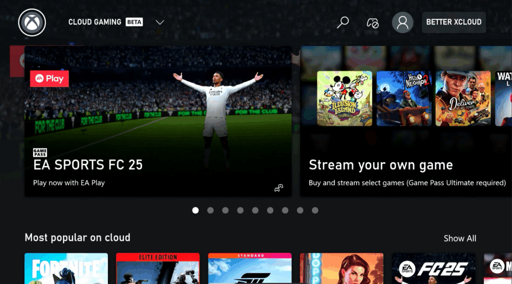 Better xCloud Screenshot on Android TV