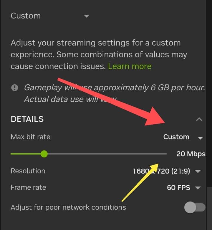 GeForce NOW Quality Settings