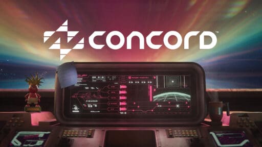 Concord Shutdown - Futuristic spaceship control room with screens and a colorful space backdrop, displaying the text "CONCORD".