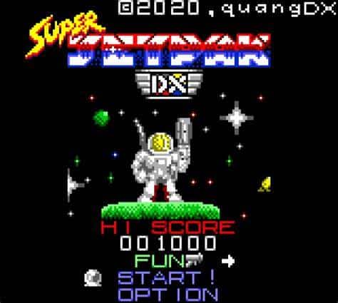 Antstream Arcade adds Super JetPak DX, featuring a retro pixel art title screen with an astronaut and the ability to navigate the high score and menu options.