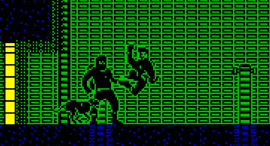 Saboteur! Remastered pixelated retro video game fight scene with two characters; one is in a jumping kick, and the other is standing. One of two new games Antstream added, enhancing the nostalgic experience for players everywhere.