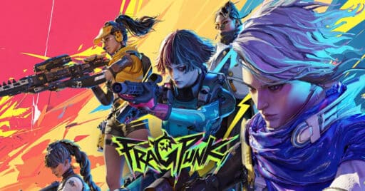 Four futuristic, stylized characters strike dynamic action poses in vibrant colors, with the FragPunk closed beta logo prominently displayed in the foreground.