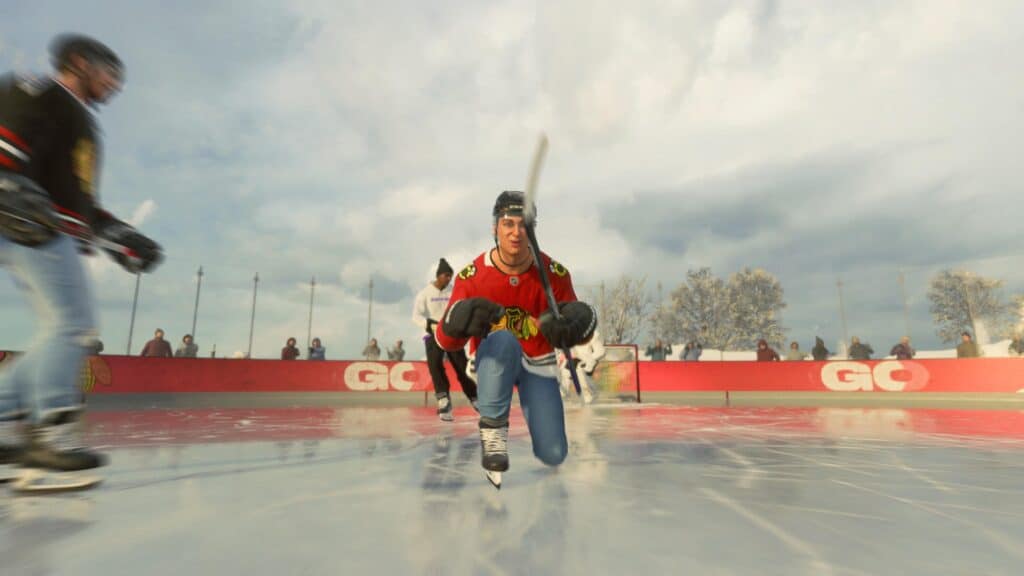 NHL 24 screenshot of neighborhood hockey game