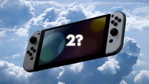 A Nintendo Switch console displays a "2?" on the screen, hinting at the future of cloud gaming on Nintendo Switch 2.