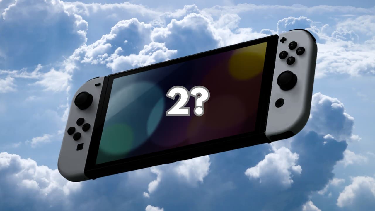 A Nintendo Switch console displays a "2?" on the screen, hinting at the future of cloud gaming on Nintendo Switch 2.