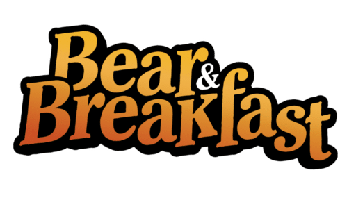 The "Bear & Breakfast Free" logo features a captivating blend of gradient orange and black text set against a transparent background.