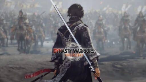 Amidst the chaos, a valiant warrior brandishes a sword, confronting an overwhelming army on horseback. The text Dynasty Warriors Origins boldly overlays the scene.