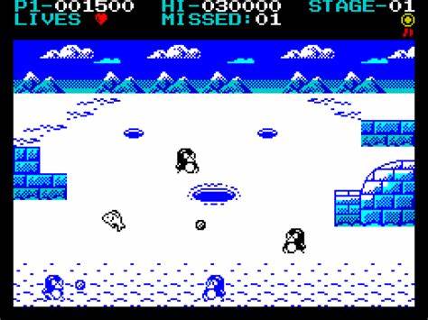 Penguin Attack ZX Spectrum gameplay screen