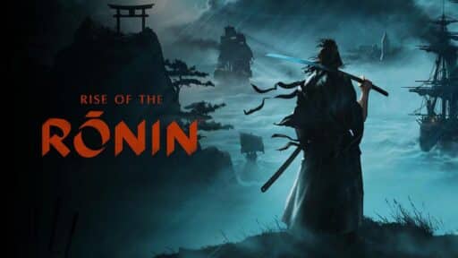 A samurai stands resolute with a sword, confronting a stormy sea with distant ships. Text reads: "Rise of the Rōnin," coming soon to Steam.