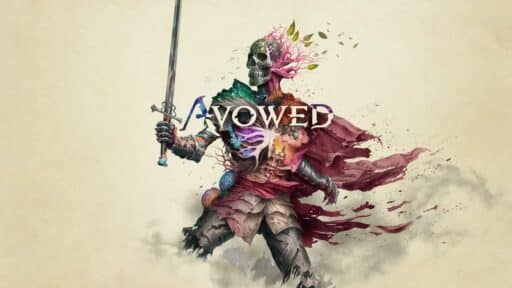 A skeletal knight entwined with vibrant vines stands resolute, brandishing a sword. The word "Avowed" is boldly emblazoned across the image, capturing a mystical fusion of life and decay.