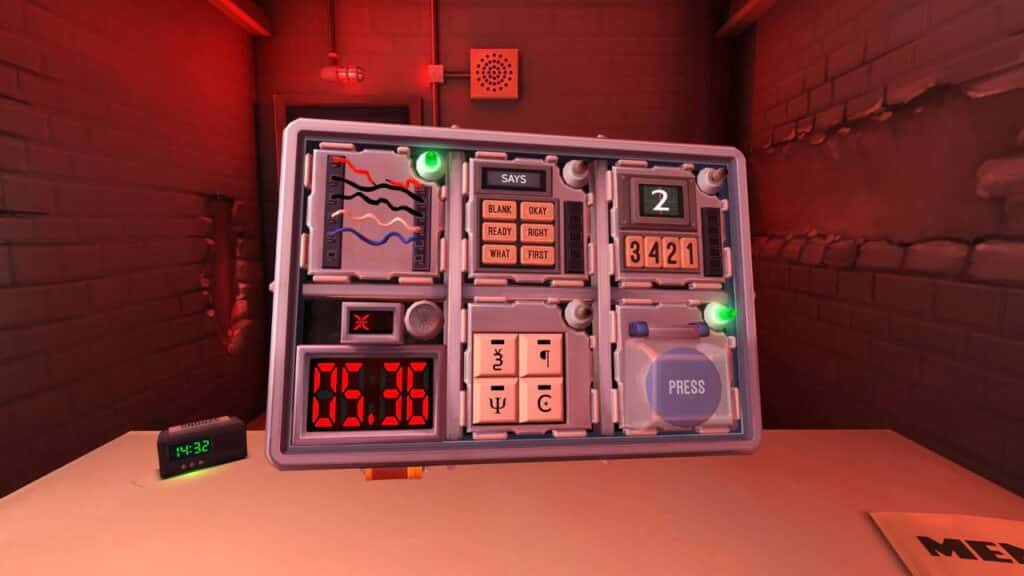 In a dimly lit room, a puzzle panel with buttons, wires, and displays challenges you like the intricate levels found in video games to play with your girlfriend or boyfriend. The digital timer shows 4:32, urging you to solve it together before time runs out.