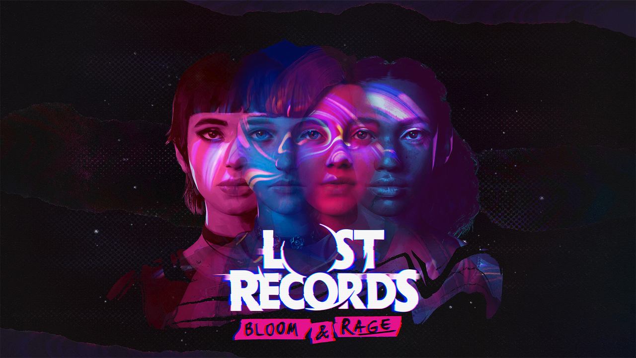 Three women's faces overlapped with colorful lighting, evoking the vibrant essence of Lost Records: Bloom & Rage, with the album title elegantly displayed below.