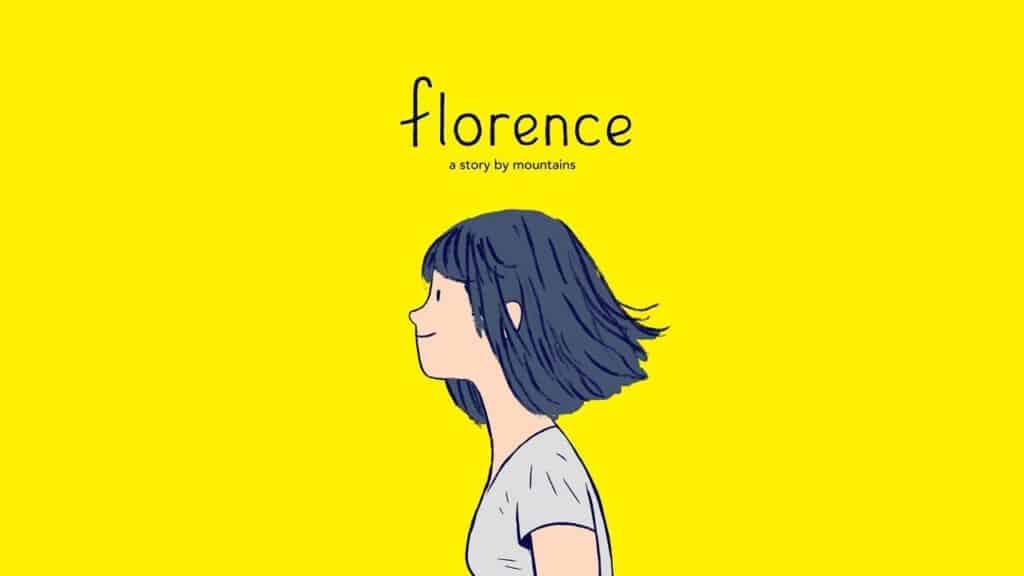 Illustration of a woman in profile with short dark hair, set against a yellow background featuring the text "Florence"—a playful nod to Valentine's Day games for singles.