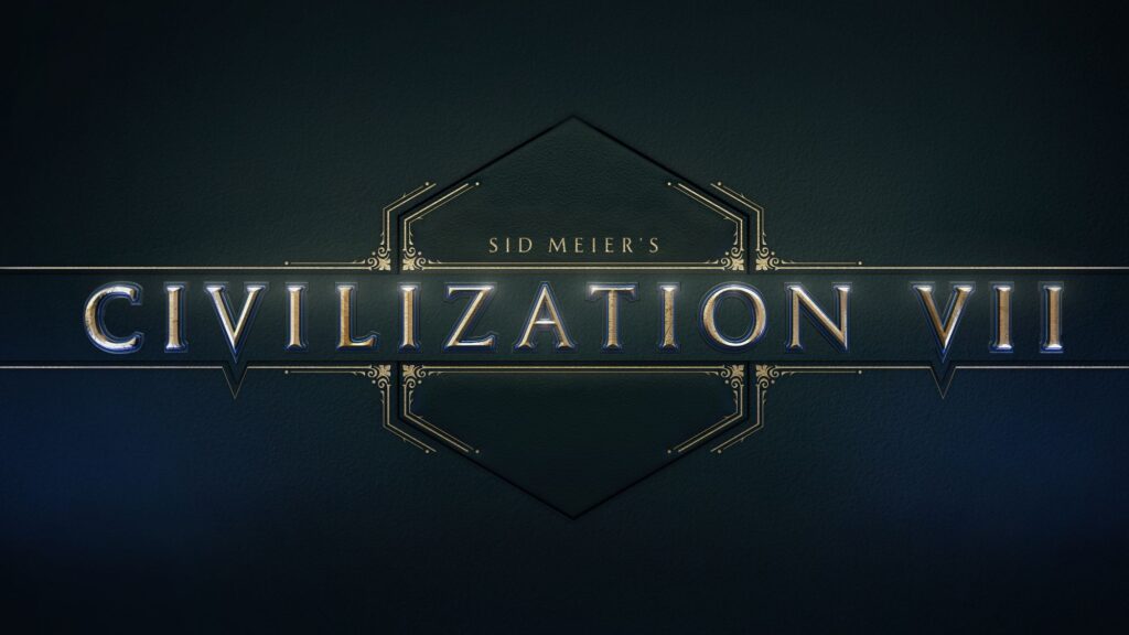 Logo for The Civilization 7 Release: Sid Meier's latest installment features a dark background with decorative gold accents.