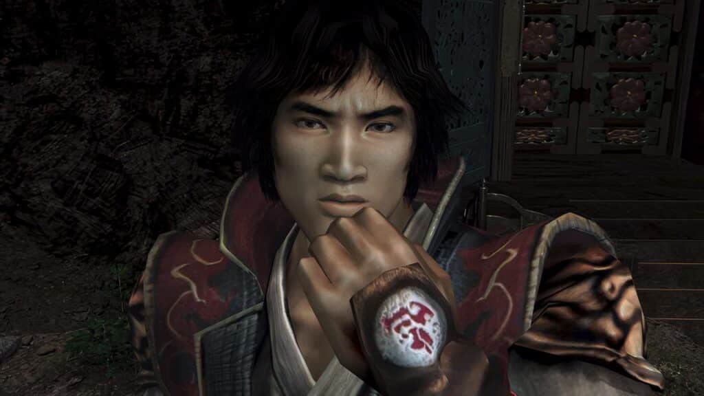 A man in samurai armor, reminiscent of Onimusha 2: Samurai’s Destiny Remaster, prepares for battle, raising his fist in front of his face with a determined expression.