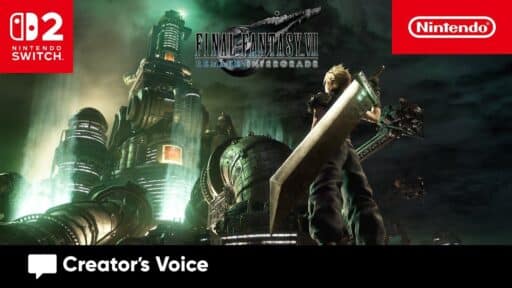 Cloud with a sword stands before a futuristic city; Final Fantasy VII Remake Intergrade arrives on Nintendo Switch 2.