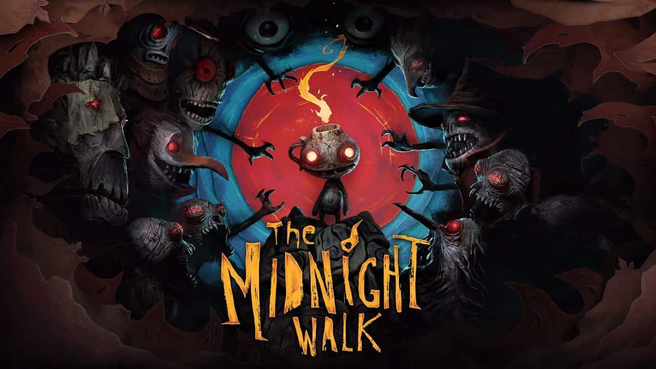 Potboy stands among eerie, shadowy figures beneath the chilling title, "The Midnight Walk.
