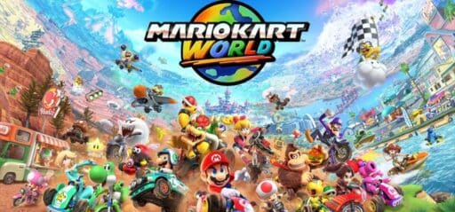 Mario Kart World game banner - find where to play in the cloud