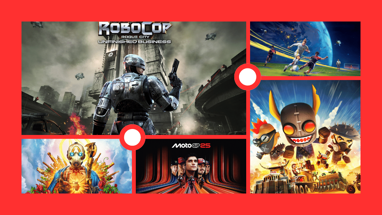 Collage of 5 Game Banners from Games that Opted into GeForce NOW on Steam