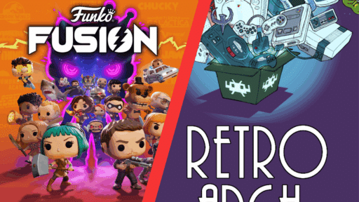 Collage of FUNKO FUSION and RETRO ARCH game banners. Both Games opted into GeForce NOW.