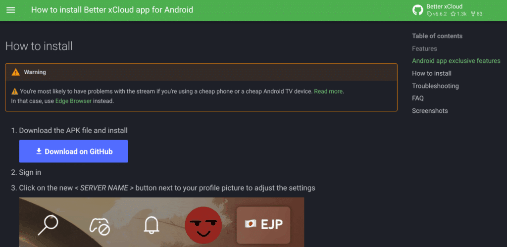 Download Better xCloud Step 1