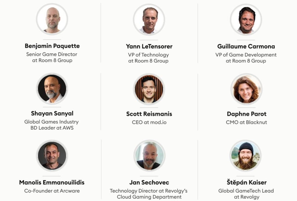 Grid of nine business headshots with names, job titles, and company names listed below each photo—highlighting leaders shaping Gen Z and Gen Alpha gaming trends.