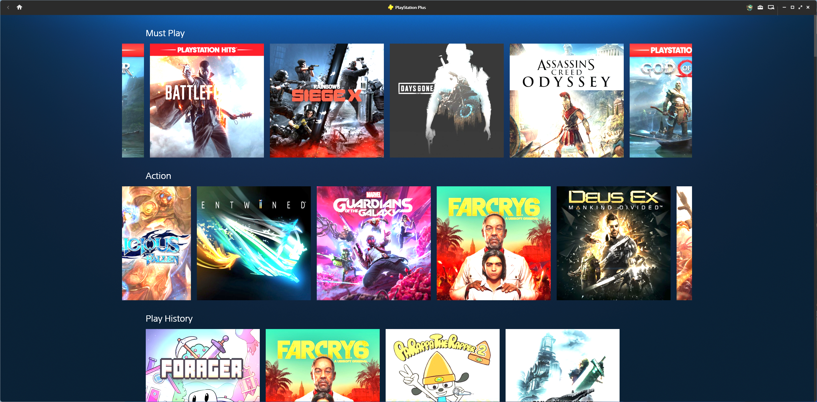Screenshot of PS Plus App for Windows