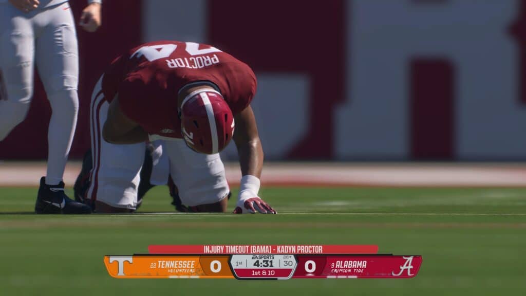 An injury in College Football 26