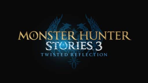 Monster Hunter Stories 3: Twisted Reflection game logo featuring a striking dragon emblem on a black background.