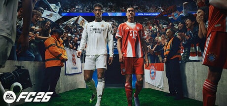 EA Sports FC 26 game banner - find where to play in the cloud