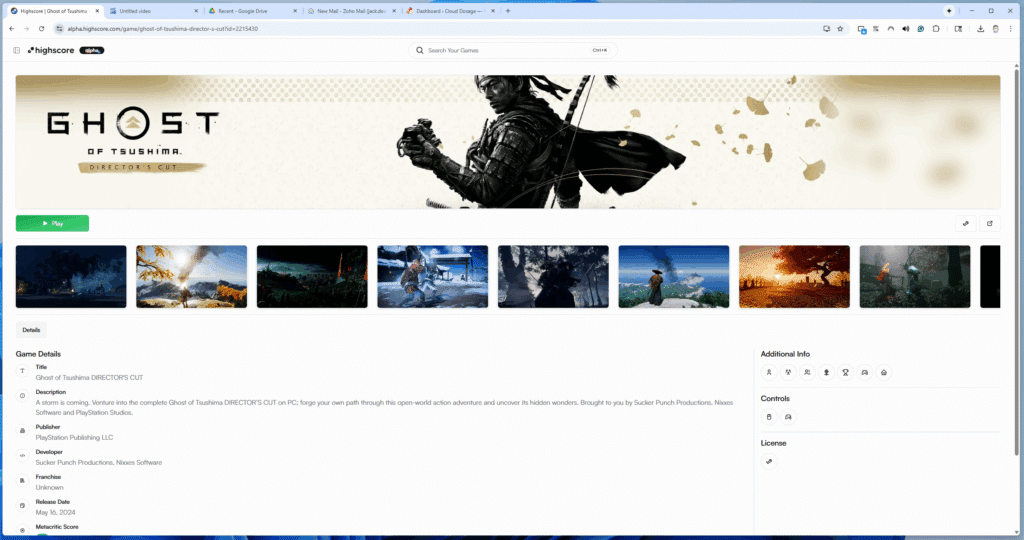 Highscore Game Page