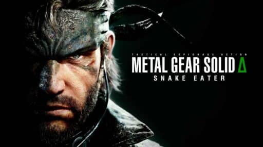 Close-up of a rugged man with an eyepatch and camo face paint; text reads "Metal Gear Solid Delta Snake Eater.