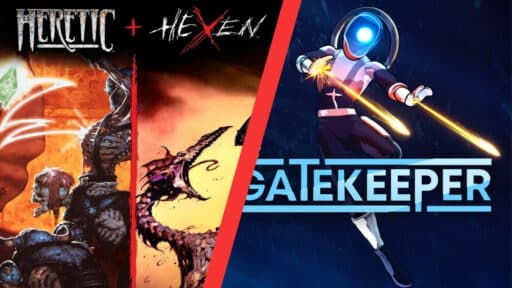 Collage of 2 Steam Game Banners for Titles that Recently Opted into GeForce NOW: Heretic + Hexen and Gatekeeper