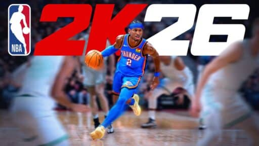 NBA 2K26 game cover featuring a Thunder player dribbling a basketball on the court.