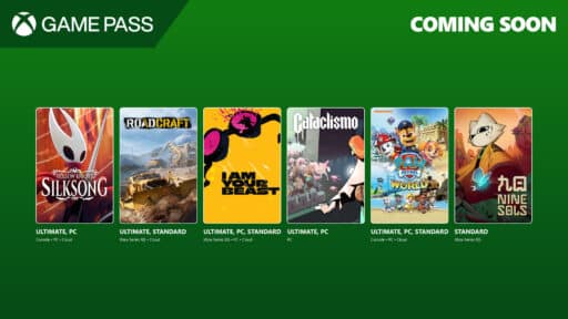 Six upcoming Xbox Game Pass games displayed on a green background with "COMING SOON" text.