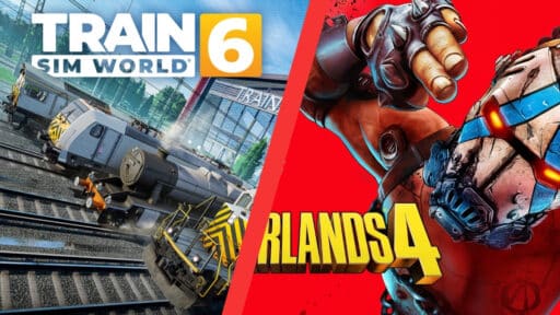 Collage of Two Games Joining GeForce NOW in the future - Train Sim World 6 and Borderlands 4