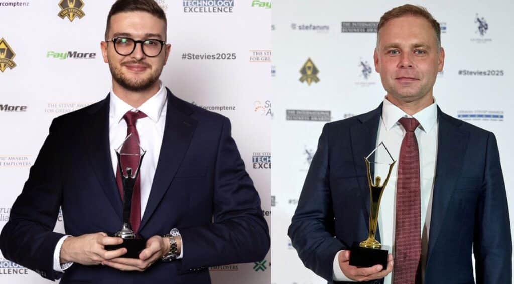 Ivan Shvaichenko, CEO and founder of Boosteroid and Artem Skoryi, Vice president of Business Development at Boosteroid win Gold, Silver, and Grand Stevie Awards at the 2025 International Business Awards.