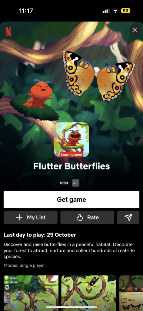 Flutter Butterflies Netflix Games mobile game leaving october 29th page
