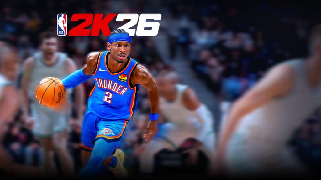 NBA 2K26 cover shows a basketball player in a Thunder jersey dribbling on the court, capturing the action that drove August 2025 U.S. Video Game Sales.