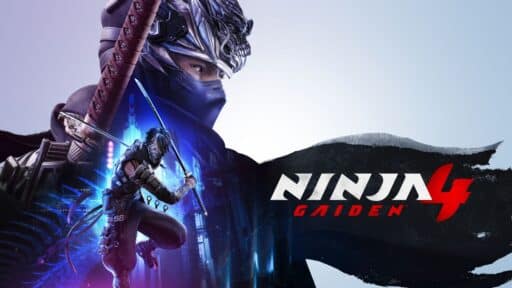 A masked ninja with a sword appears next to the bold Ninja Gaiden 4 game logo on a dynamic background.