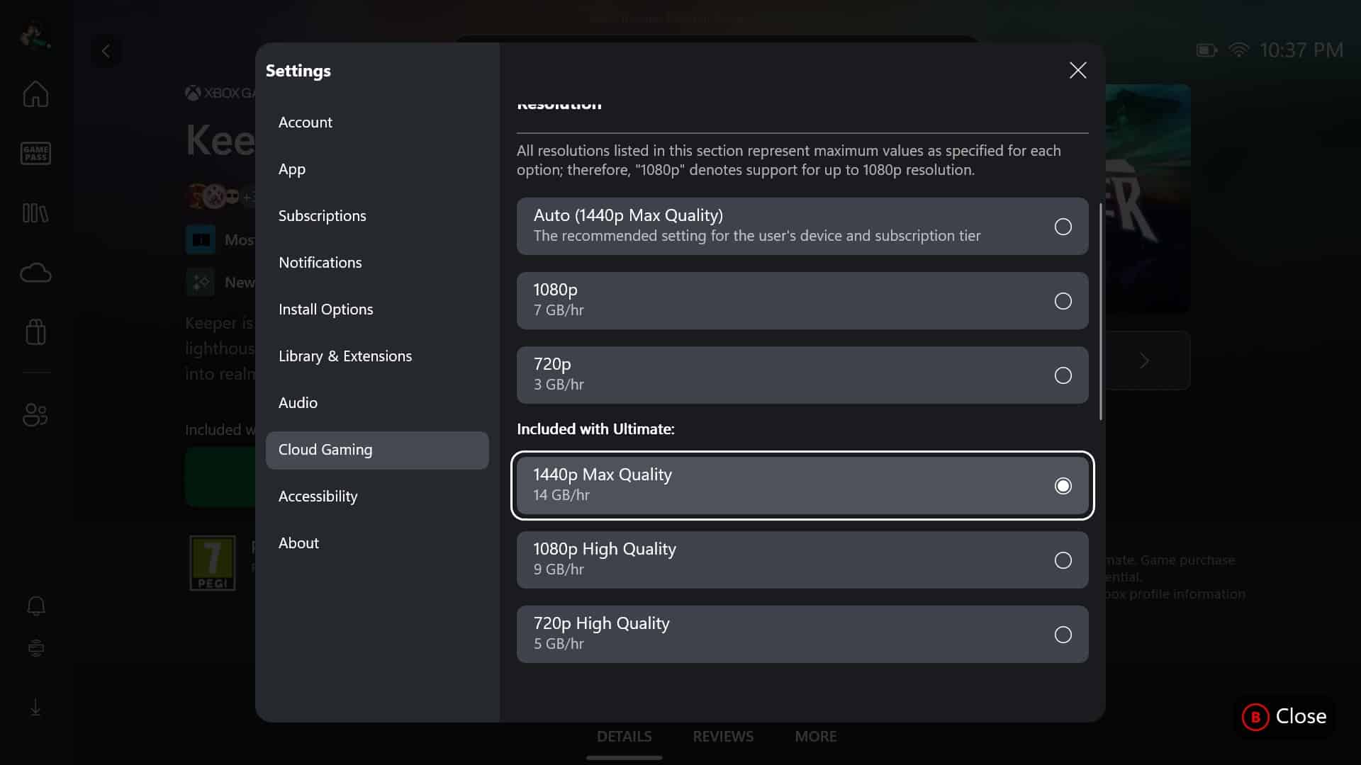 Curated visual reference: Visual Reference: Xbox Cloud Gaming Tests Resolution And Bitrate Settings